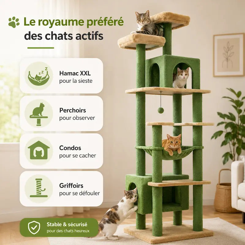 Grand arbre à chat multi-niveaux