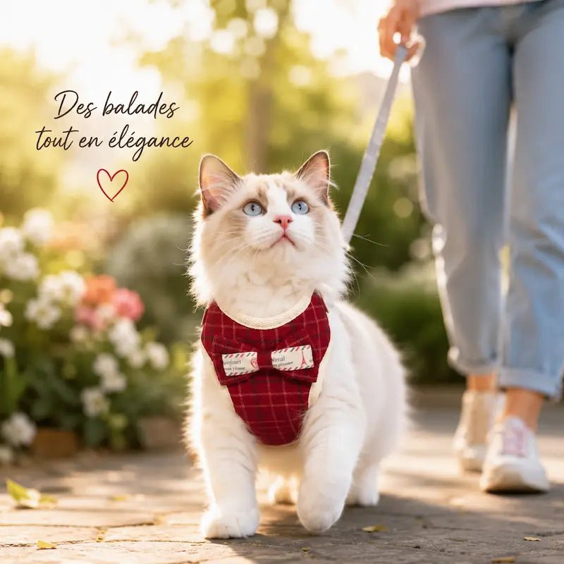 Harnais chat nœud papillon - Chic et sécurisé | CatElegance