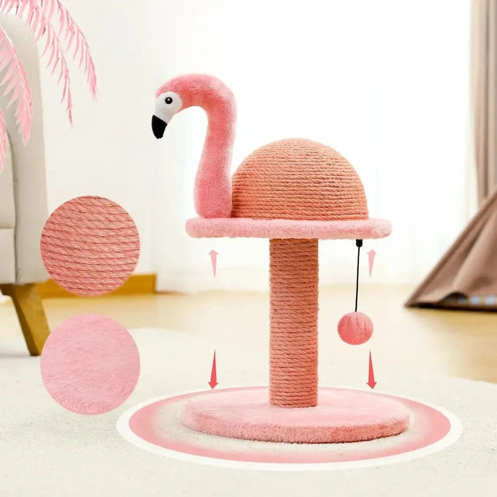 Poteau à griffer chat Flamant rose - Design élégant & pratique Griffe d'Amour