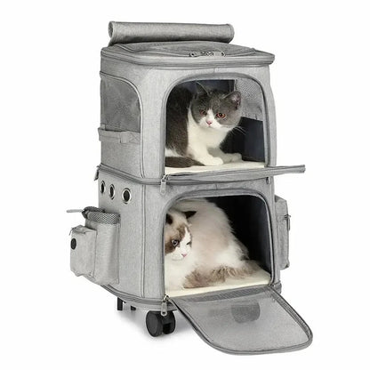 Sac de transport à roulettes pour 2 chats - Ultra confort Griffe d'Amour